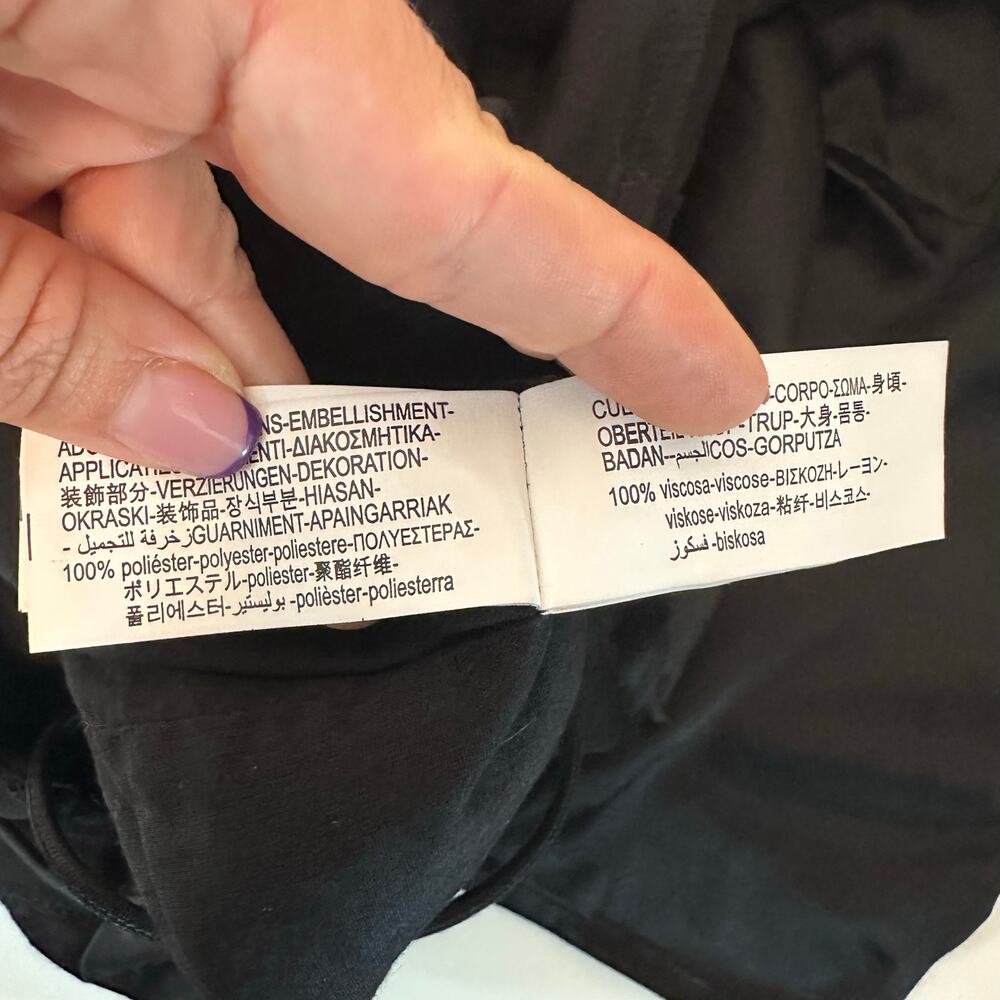 Zara Satin Midi Slip Dress Size M Black Rushed Fairy Goth Witchy Whimsygoth - Picture 5 of 16